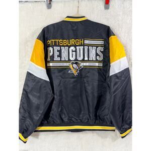 Coors Light Pittsburgh Penguins Satin Varsity Jacket XL Quilted Lining Blk/gold
